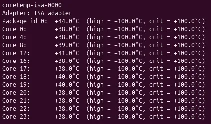 CPU sensors output at idle